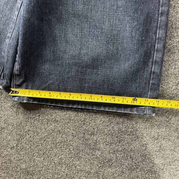 Y2K LRG Baggy Denim Jean Shorts Wide Leg JNCO Style Hip Hop Embroidered Size 36 - Picture 8 of 8